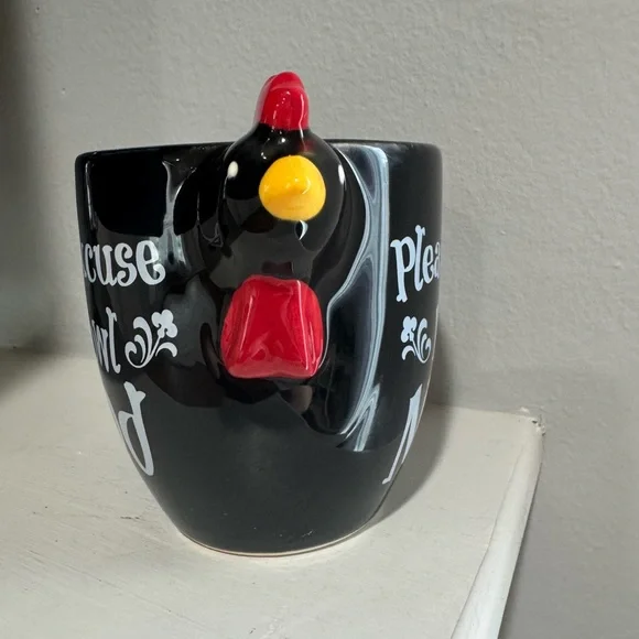 Cracker Barrel Chicken Mug Black Stoneware Farmhouse Cup - Picture 2 of 6